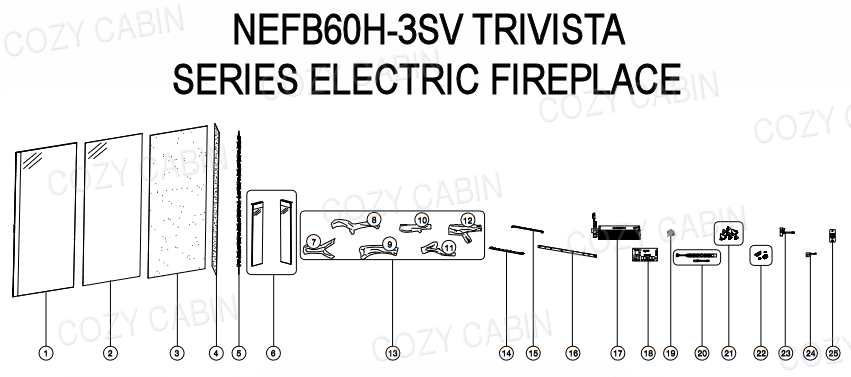 TRIVISTA PRIMIS THREE-SIDED  BUILT-IN ELECTRIC FIREPLACE (NEFB60H-3SV)  #NEFB60H-3SV